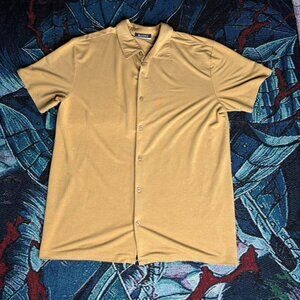 Tan short sleeve button-up shirt size Large